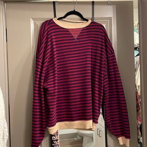 Free People Classic Striped Oversized Sweater